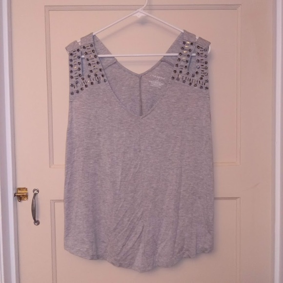 Lane Bryant Tops - LANE BRYANT Gray Embellished Tank 14/16 EUC